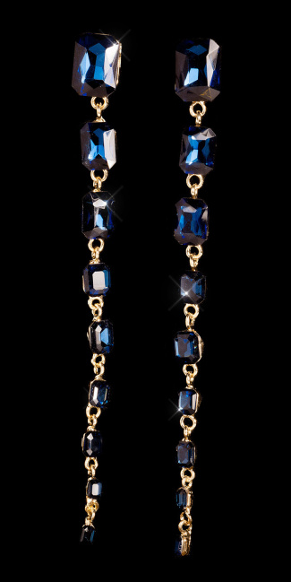 long Glamour earrings with rhinestones Blue